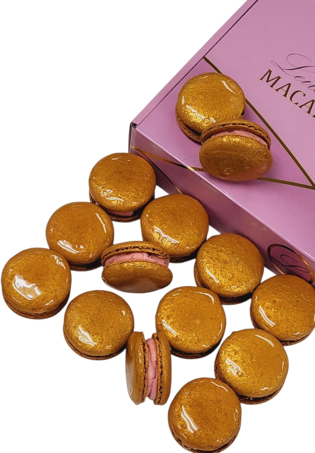 LeilaLove Macaron - 15 gold Macarons vanilla caramel flavor
