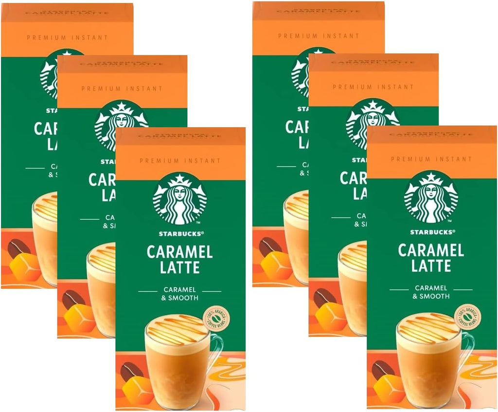 Starbucks Caramel Latte Premium Instant Coffee, 5 Sachets, (Pack of 6, Total 30 Sachets)