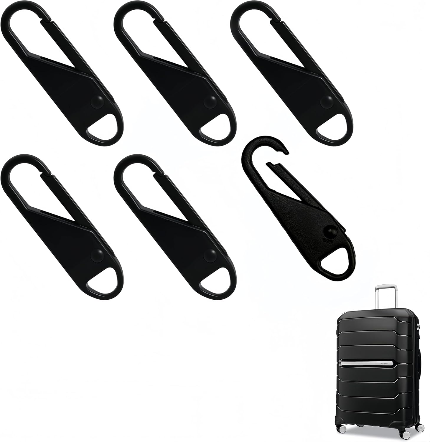Zipper Pull Replacement Compatible with Samsonite Luggage,6PCS,Metal Pull Tabs,1.4"x0.4"x0.17"