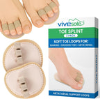 VIVEsole Budin Splint Toe Straightener (Pair) - Hammer Toe Corrector for Women, Men - Crooked Toe, Joint Realign Cushion Brace for Claw, Curled Toes - Metatarsal Support Loop Guard Alignment Wrap