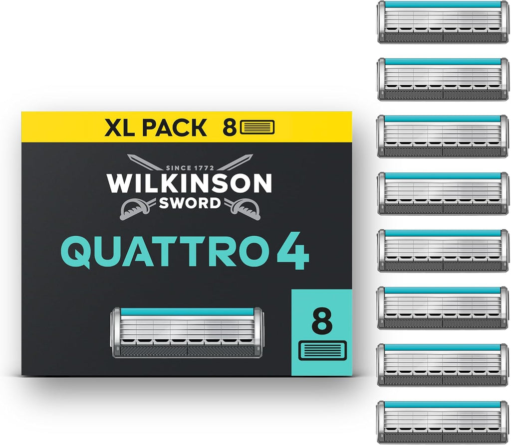 Wilkinson Sword Quattro Titanium Sensitive Razor Blades - Pack of 8 Blades