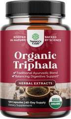 Digestive Triphala Capsules Organic Complex - Organic Triphala Colon Cleanser & Detox Digestive Health Supplement - Ayurvedic Complex for Gas Bloating & Constipation Relief for Women & Men 120 count