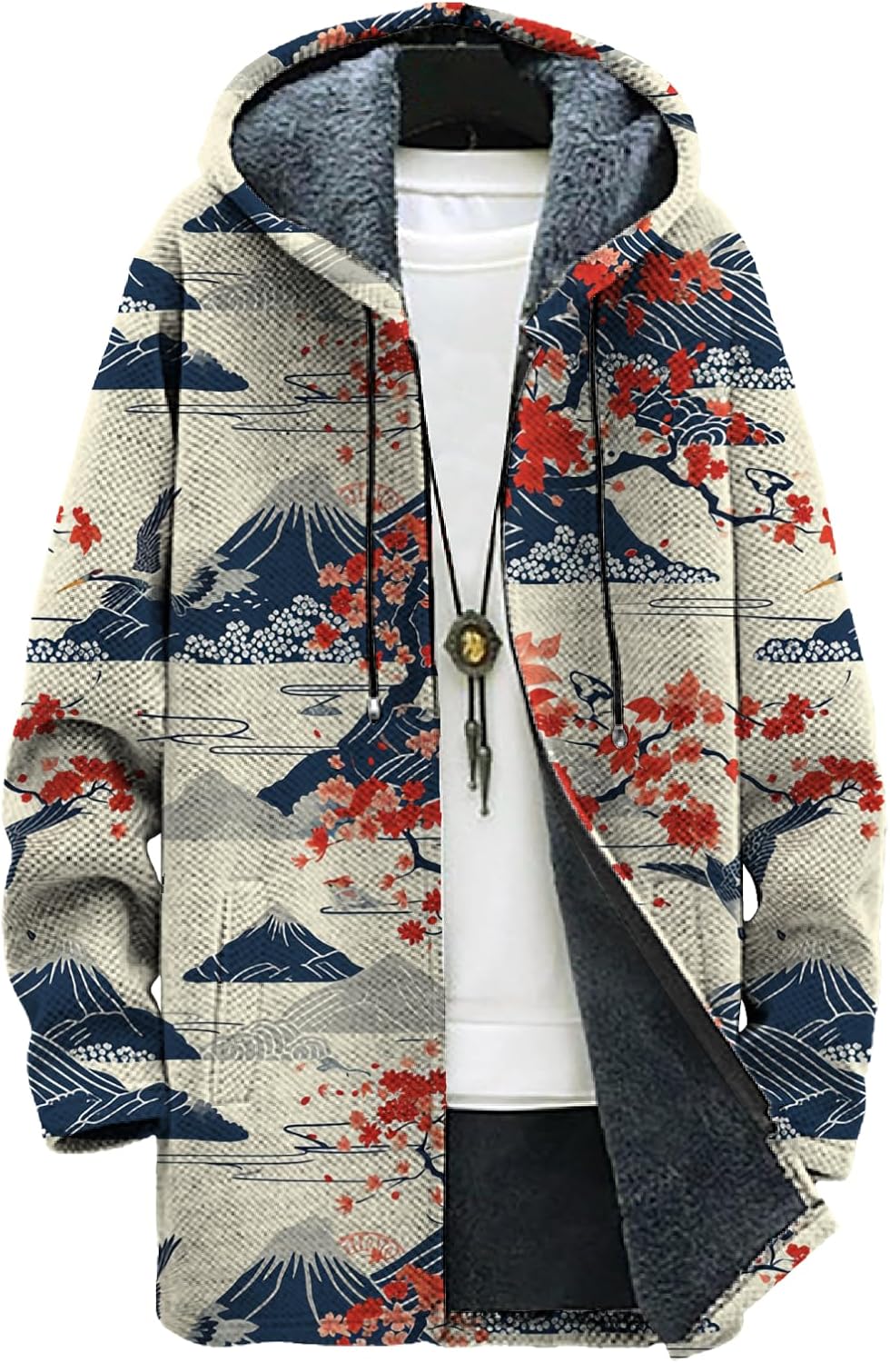 domirica Mens Hooded Cardigan Zip Up Long Sleeve Sweater Hoodie Winter Plus Size Coat with Pockets