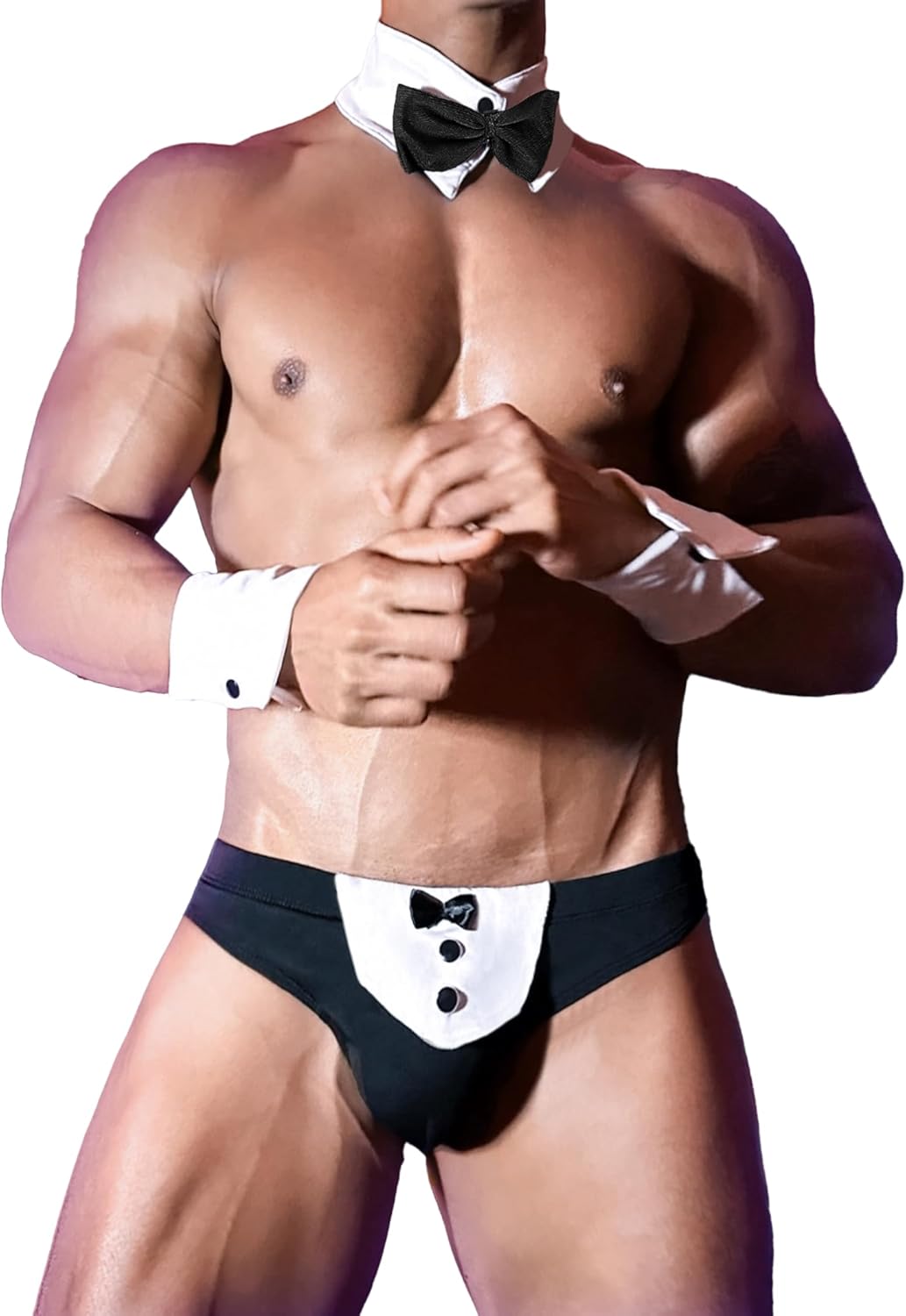 Avidlove Men's Sexy Briefs Gentleman Lingerie Bowknot Cosplay Costume Shorts And Necktie Bow Tie 4pcs/Set