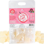 CHEW GREEN Lychee Gummies Jelly (7oz) – 62% Real Fruit Soft Chews - Individually Wrapped – Authentic Thai Dessert – Vegan Floral Candy for Travel, Office Desk, Wedding Favors & Valentine's Day Gift
