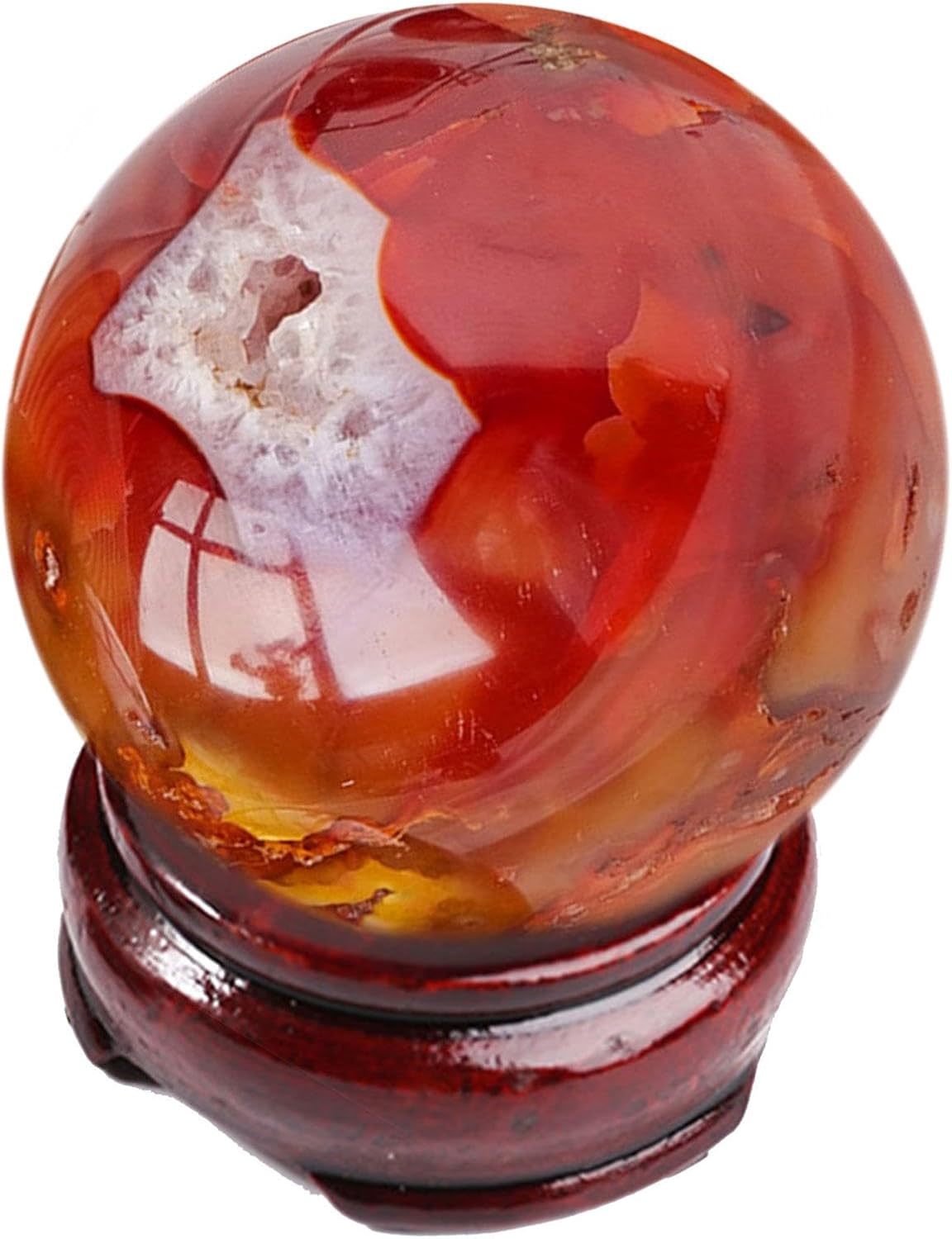 Natural Red Carnelian Agate Ball - Healing Crystal Sphere Balls with Stand - Quartz Crystal Sphere Minerals Specimen for Fengshui Meditation Energy Reiki Home Decor,40-50mm