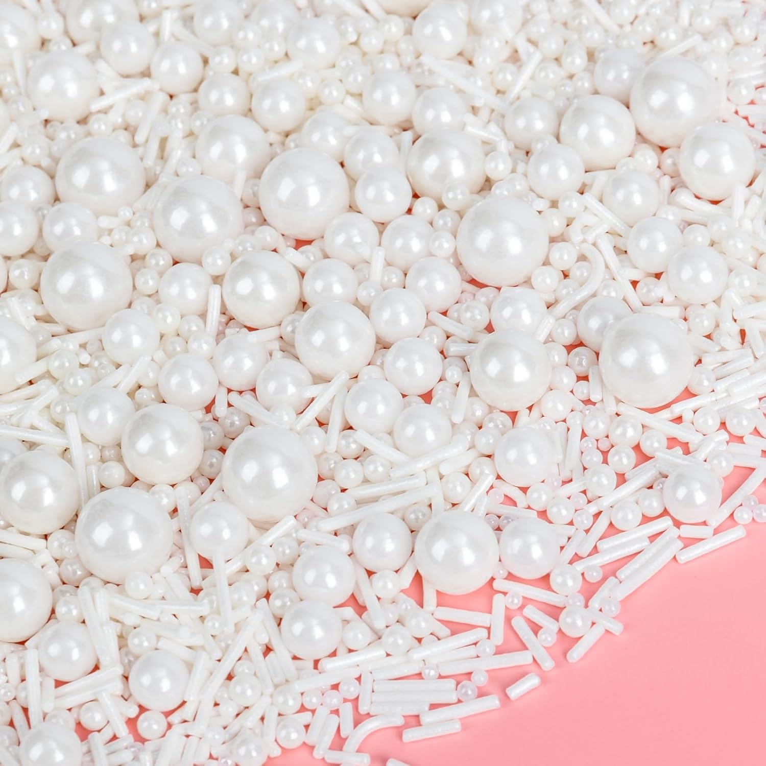Edible White Sprinkles for Cake Decorating,Edible Pearl Jimmies Sugar Mix Size 130g/4.58oz,Baking Candy Decorations,Cupcake Toppers,Cookie Donuts Ice Cream Dessert Decorating,Wedding Birthday Party Easter Supplies