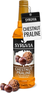 Syruvia Coffee Syrup, Chestnut Praline Flavored Syrup for Drinks, Lattes, and Desserts – 25.4 fl oz