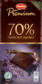 2 Bars x 100g of Marabou Premium Salty Liquorice - Original - Swedish - Dark Chocolate - 70% Cocoa