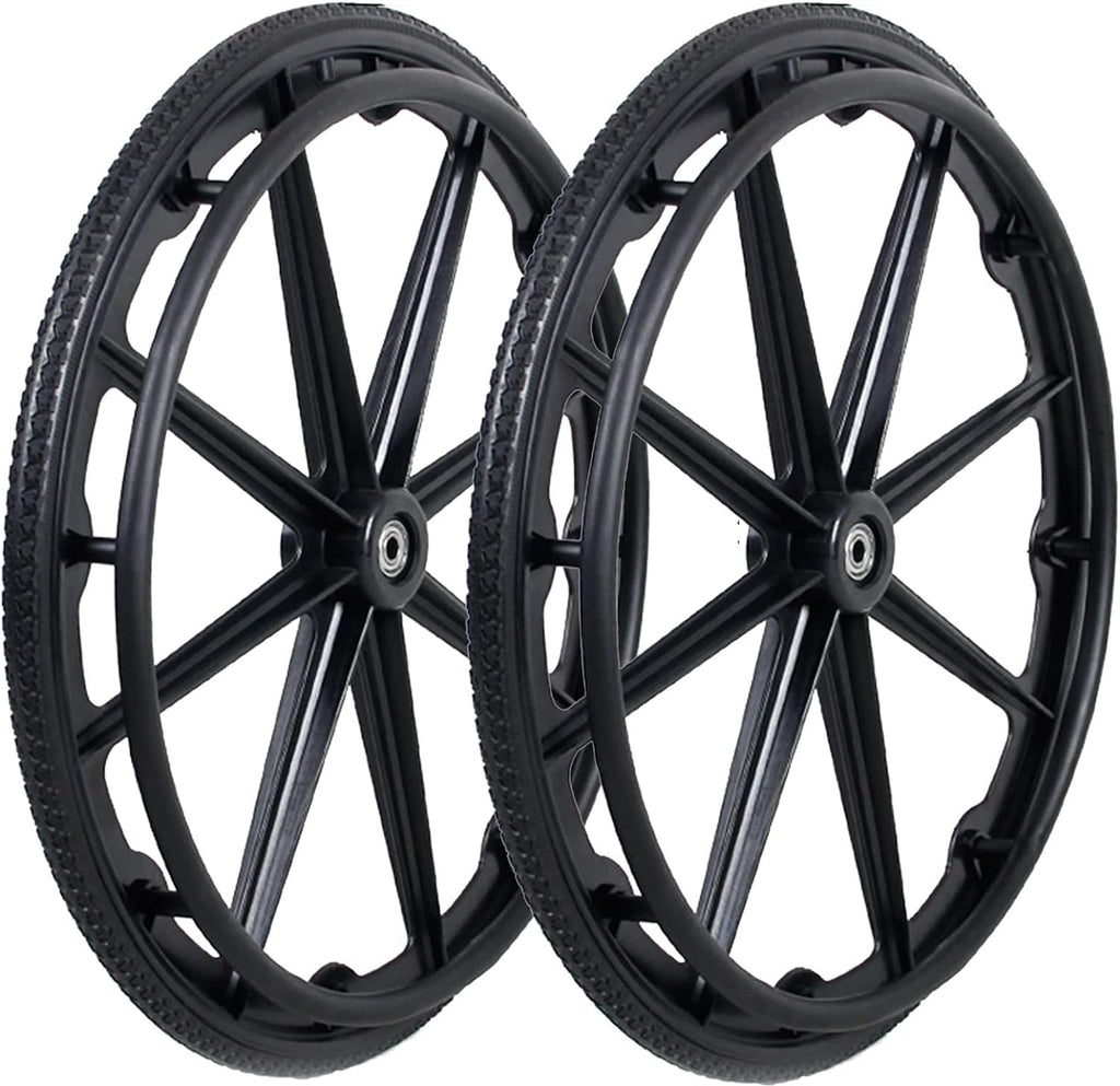 (1PR,Black) Wheelchair rear wheel replacement 24x1"wheel,Rear Wheel Assembly for 16-18-20 Inch Wheelchairs, Replacement parts (24 * 13/8(2count))