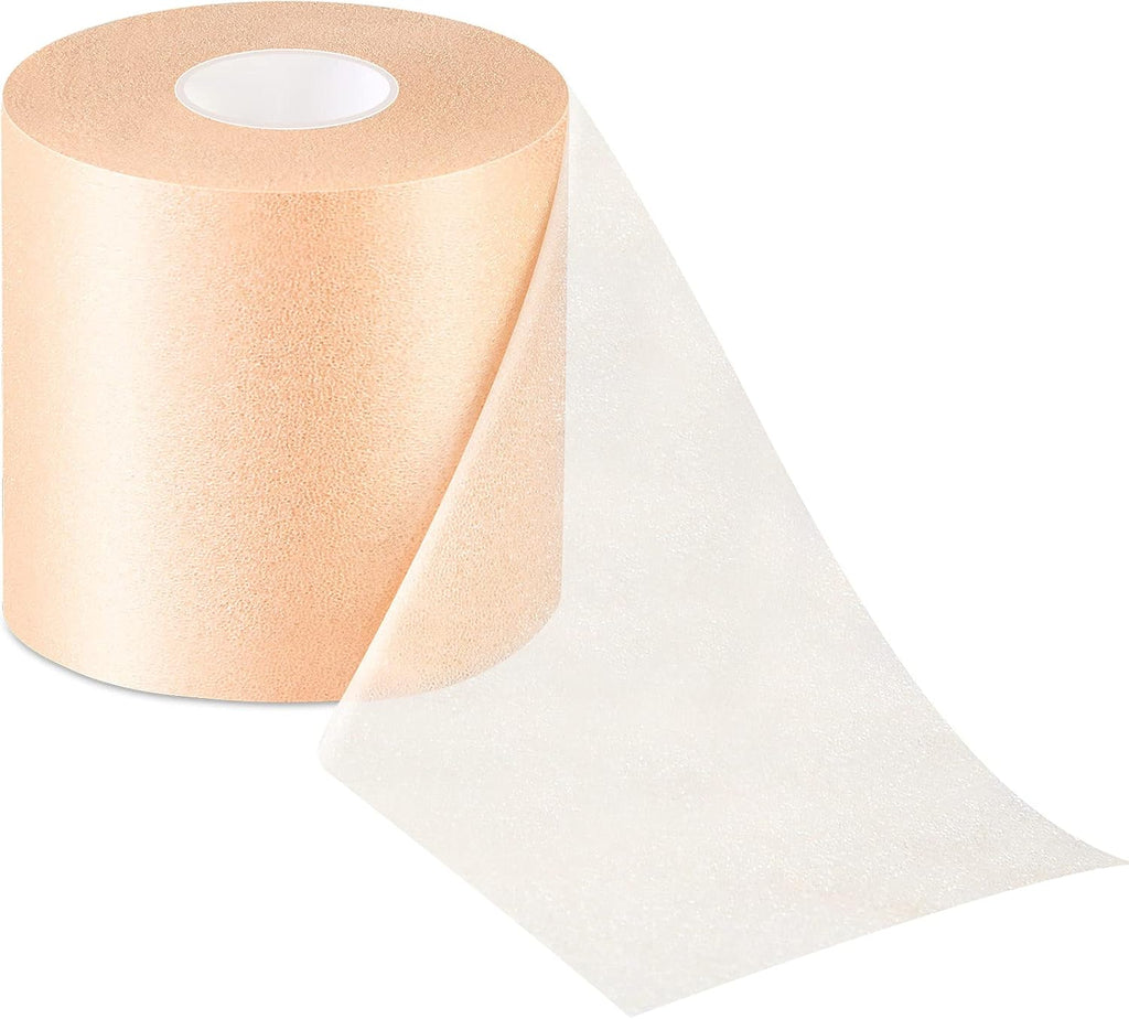 Nuanchu 30 Yards Pre-wrap Athletic Tape Pre Wrap Athletic Foam Underwrap Tape Foam Underwrap Bandage for Hair Soccer Sports Wrists Elbows Knees Ankles 2.76 Inches(Beige)