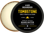 Live Bearded Beard Butter, 3 fl oz - Made in the USA - All-Natural Leave-in Conditioner and Softener with Shea | Tombstone Scent - Sweet Tobacco, Cedar