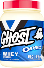 GHOST Whey Protein Powder, Oreo - 1LB Tub, 25G of Protein - Flavored Isolate, Concentrate & Hydrolyzed Whey Protein Blend - Post Workout Shakes
