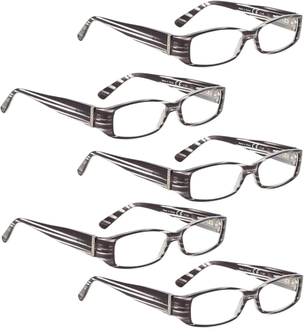 READING GLASSES 5 pack Arms with Genuine Austrian Crystals Readers for Women