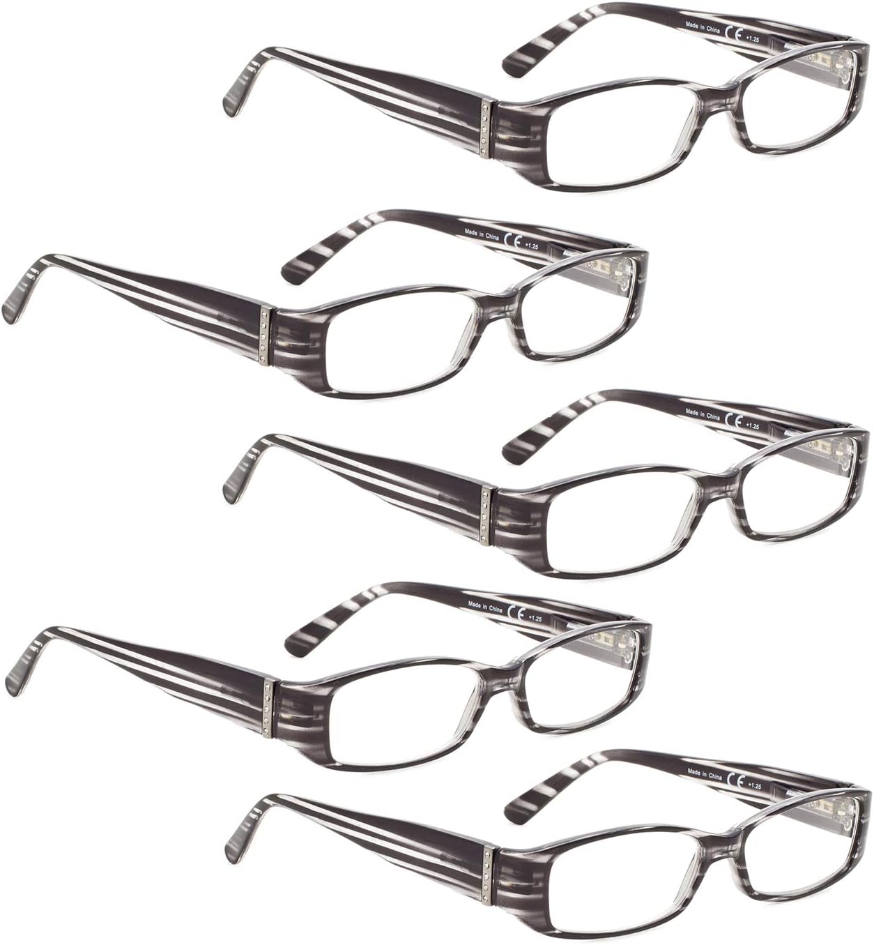 READING GLASSES 5 pack Arms with Genuine Austrian Crystals Readers for Women