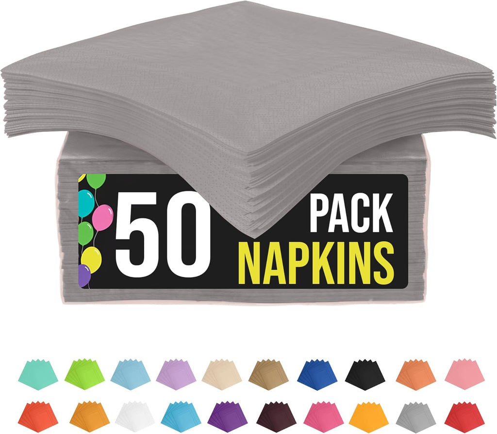 Silver Napkins Disposable Everyday 50 Pcs 2 Ply Silver Cocktail Napkins Paper Everyday For Parties & Party Supplies