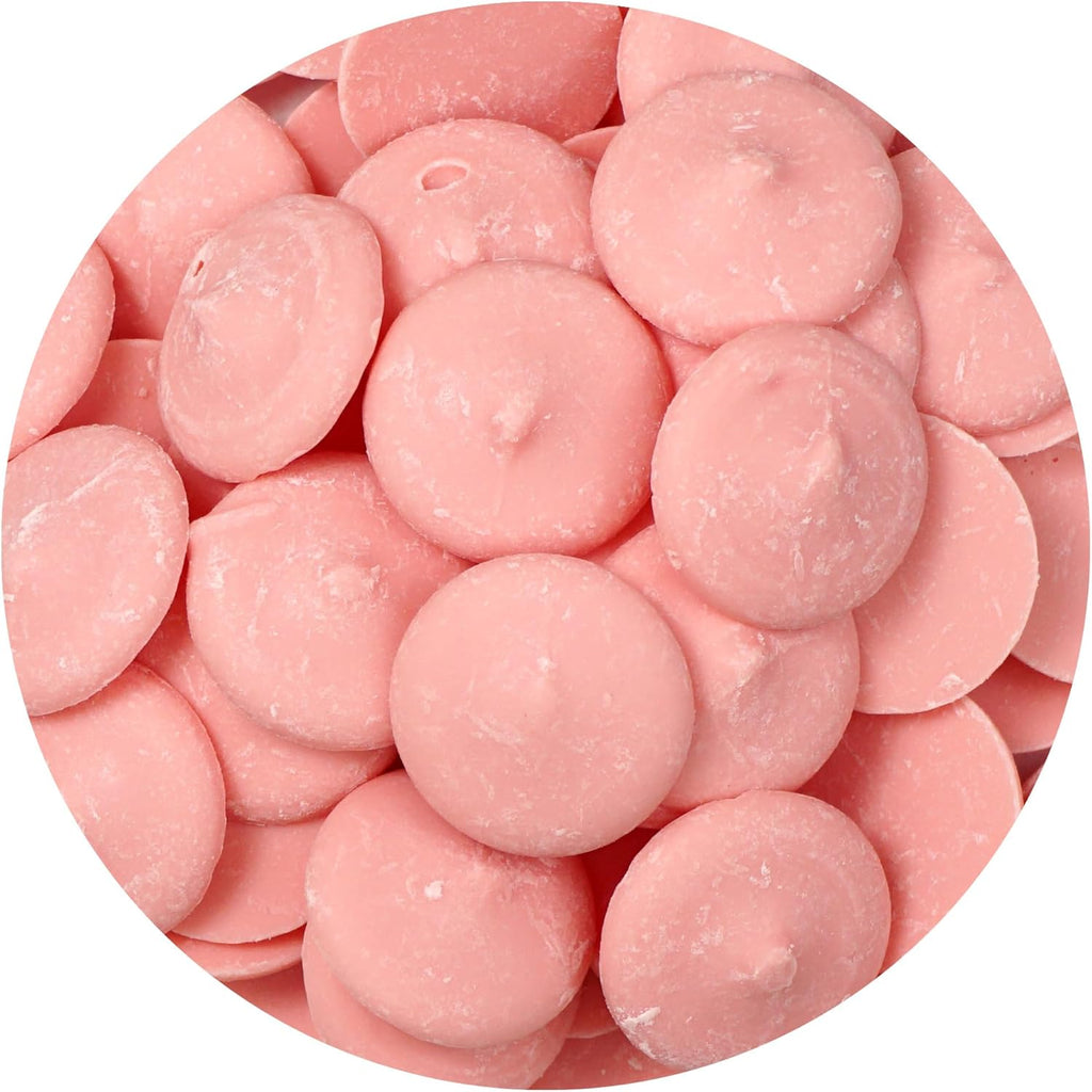 Pink Chocolate Melting Wafers, 12 Ounce Bulk Bag, Pink Candy, Melting Chocolate Candies Discs For Baking, Dipping, Decorating - The Hampton Popcorn & Candy Company
