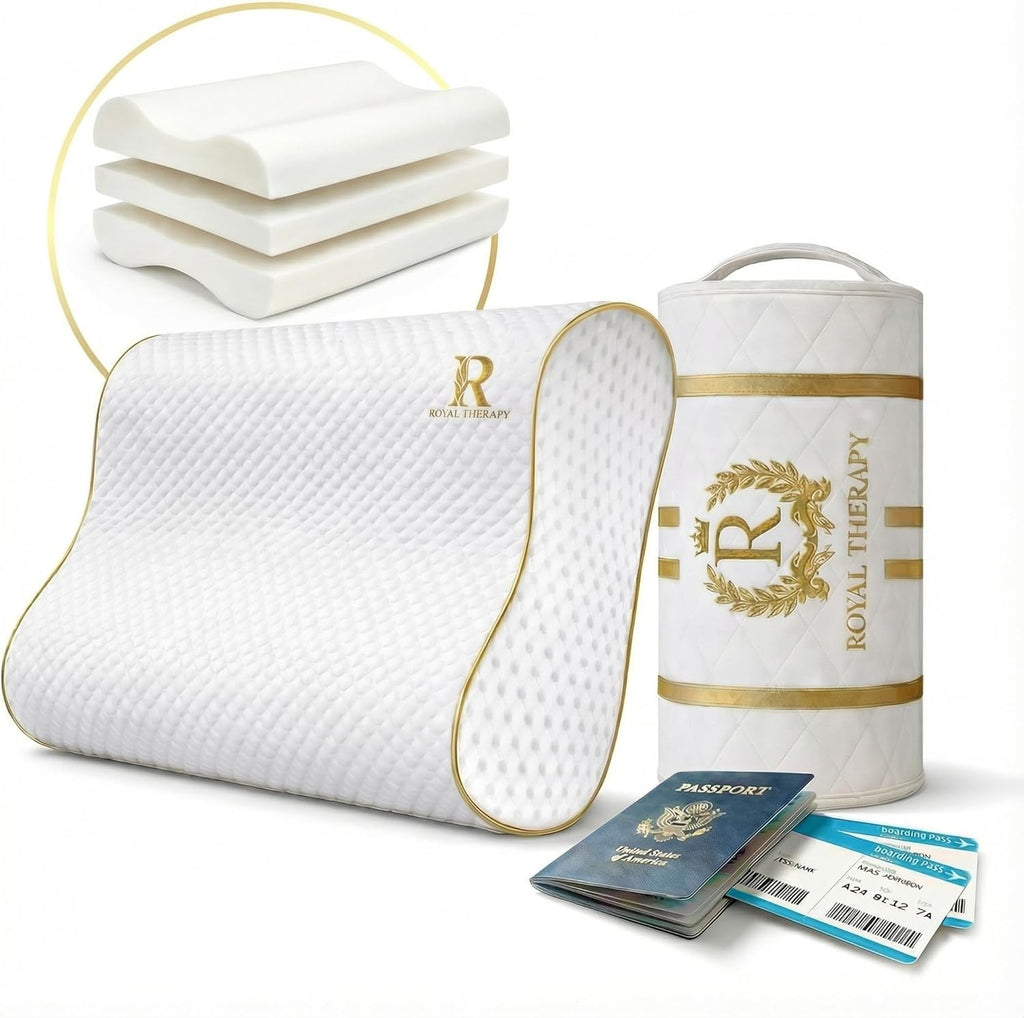 Royal Therapy Travel Memory Foam Cervical Pillow – Contour Pillow for Neck and Shoulder Pain