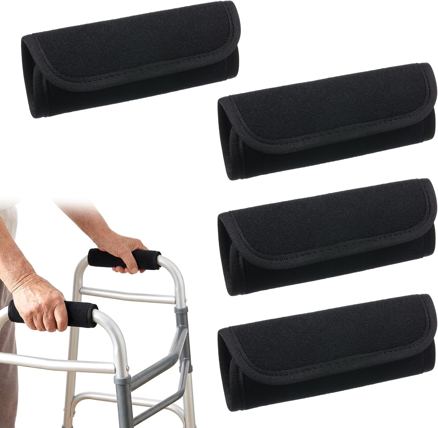 2Pack Walker Grips Walker Handle Cushions Universal Hand Grips Cover Pads Crutch Pads Washable Crutches Padding Pad Non-Slip Cushion Foam for Folding Wheelchair Elderly Grippers Rollator Crutch