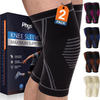 Knee Brace for Pain Relief - 2 Pack Knee Sleeves for Men and Women - Support for Weightlifting, Gym, Workout, Volleyball - Meniscus Tear, ACL, Arthritis