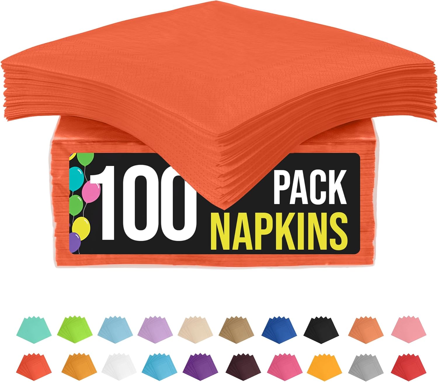Party Solids Orange Dinner Napkins - 2 Ply, 100 Pack