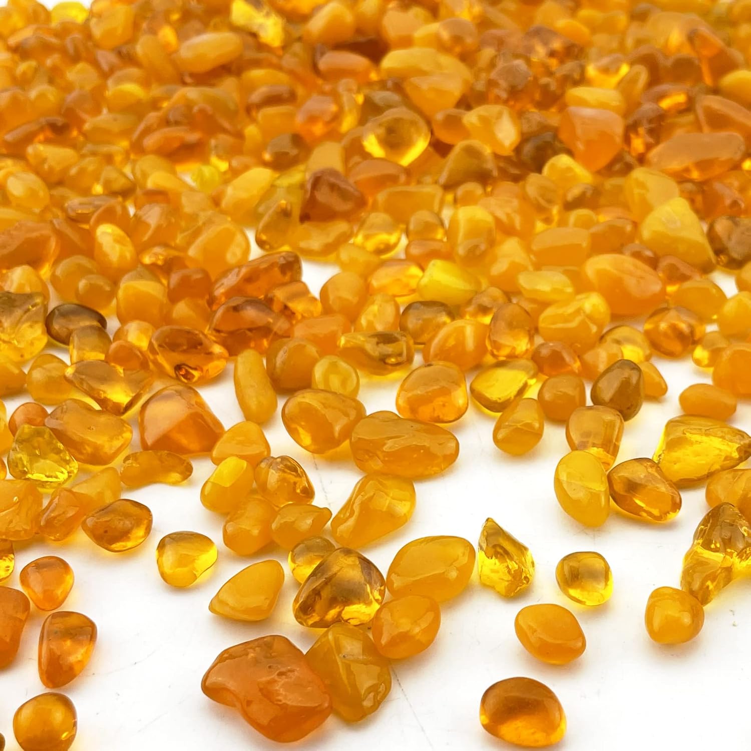 CYS EXCEL Aquarium Fish Tank Gravel (1 LB) Orange Glass Vase Filler for Fountain Succulent Plant Decorative Rock Pebble Stone Irregular Smooth Sea Glass