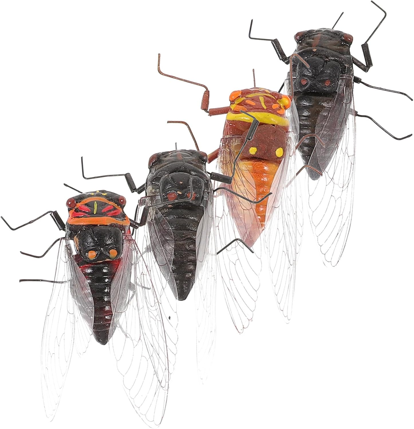 Toyvian 4Pcs Plastic Cicada Fake Cicada Model Simulated Plastic Insect Toys, Fly Joke Toys Prank for Joke Halloween Party Favors (Random Color)