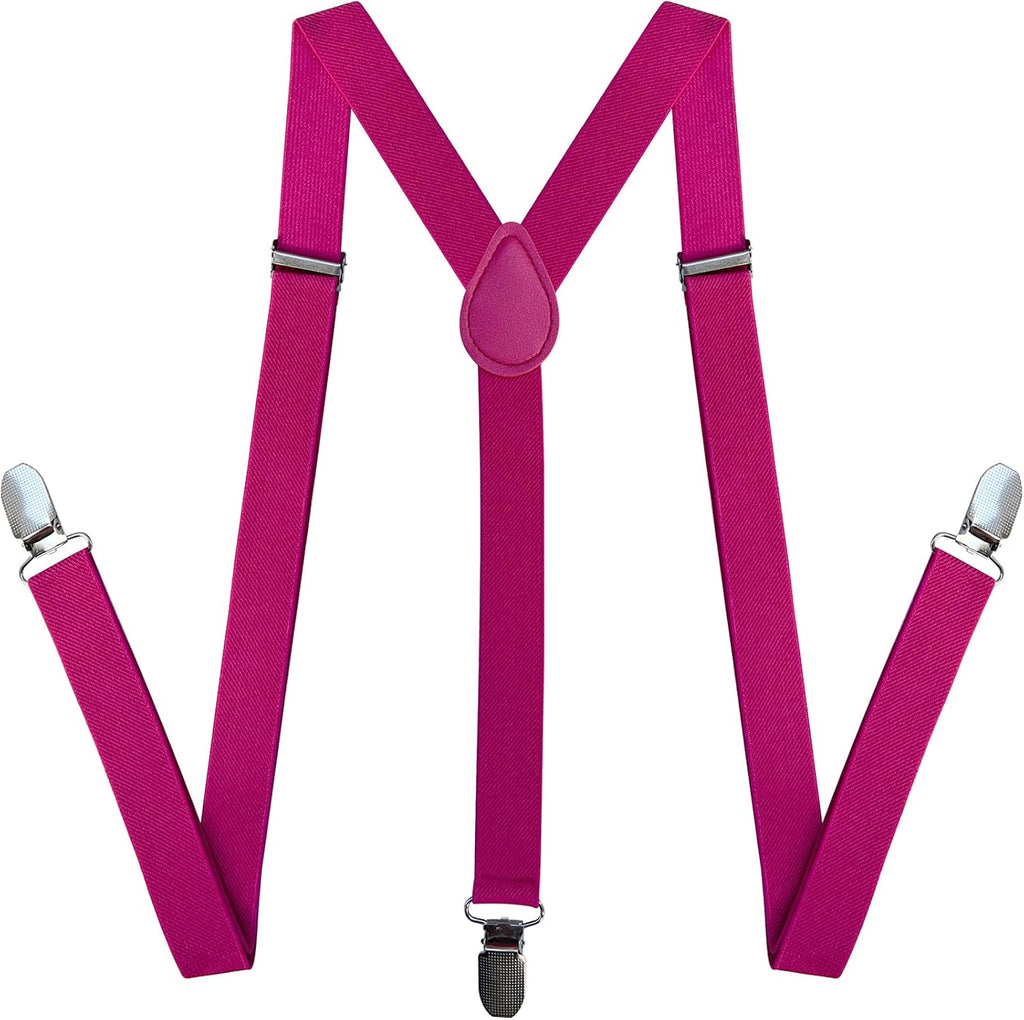 Suspenders for Men and Women Adjustable Elastic 1 inch Wide Leather Heavy Pants Strong Metal Clips Suspender Costume