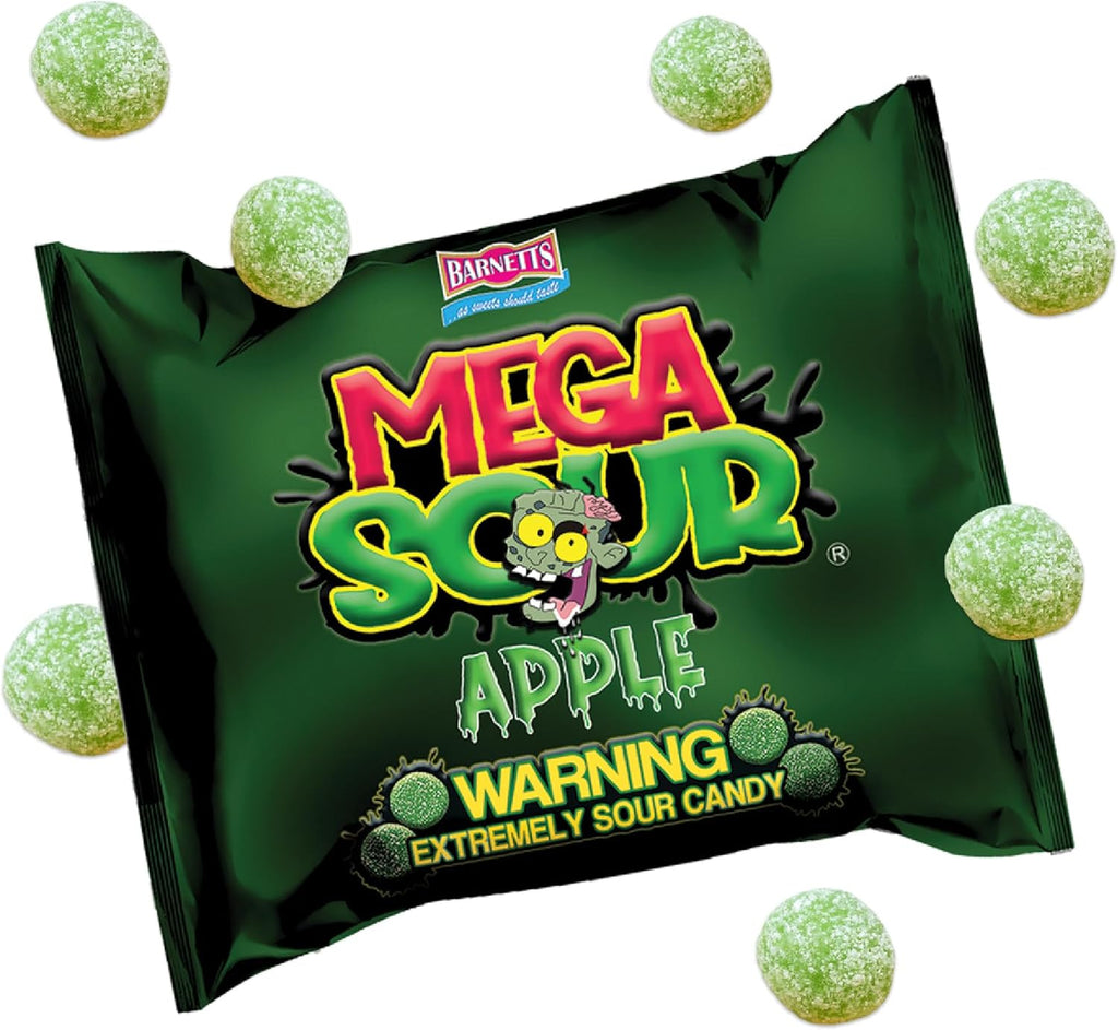 Barnetts - Mega Sour Candy Apple 104g - Trendy Sweet Bags - Traditionally Handmade Sweets - Sour Coating Lasts 20 Seconds - Candies for Party Bag, Gift Hamper, or Hamper Box