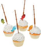 Fun Express Little Fisherman Fishing Pole Picks Set of 25 - Fishing Birthday Party Decorations & Cake Toppers | Fish Party Favors for Baby Shower, Retirement & Lake Themed Celebrations