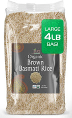 Jiva Organic Brown Basmati Rice 4 Pound Bag - Premium Quality from India