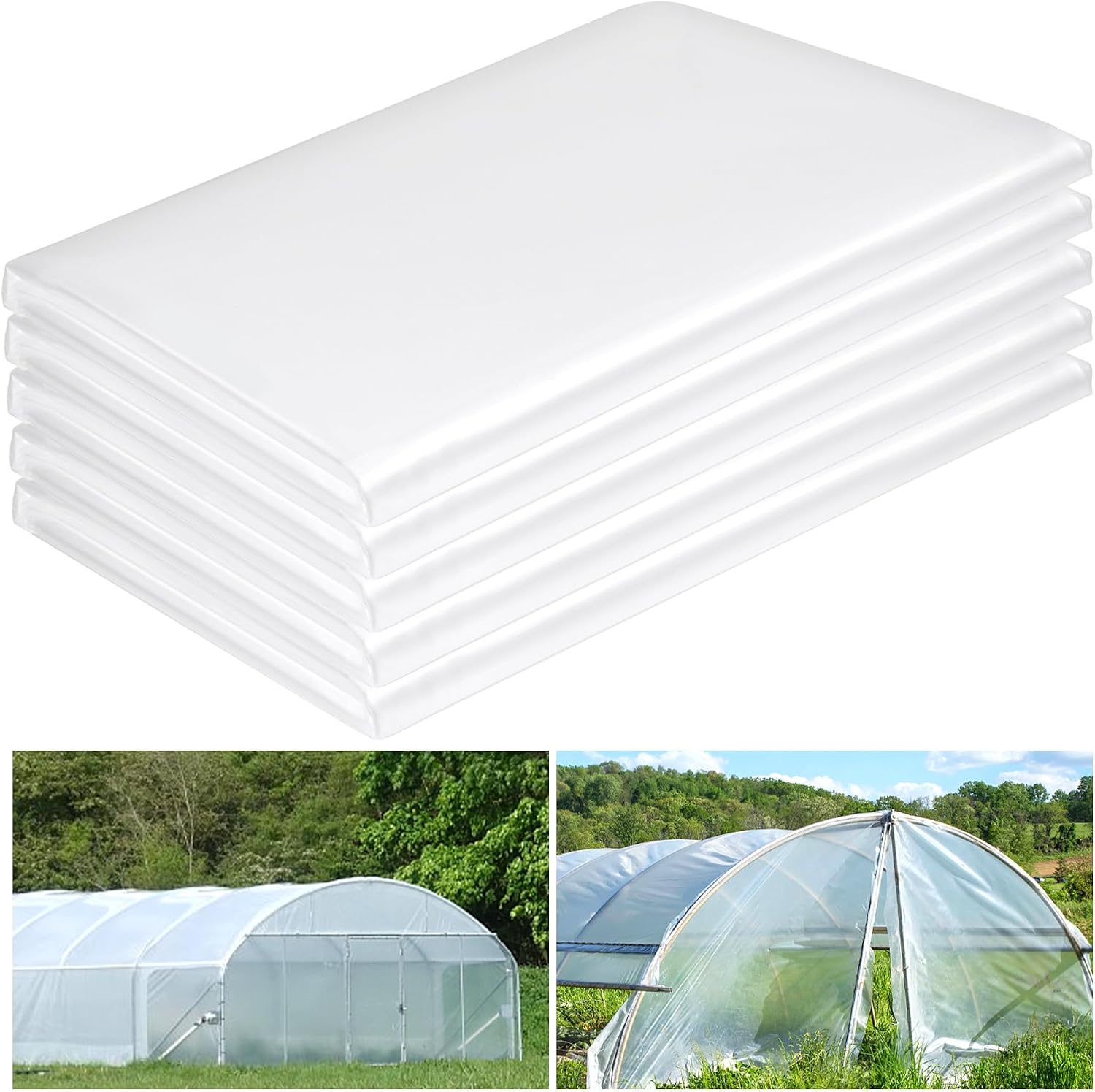 12 x 50 FT Clear Greenhouse Plastic Sheeting, 6 Mil Polyethylene Film Heavy Duty, Water Sun Frost Wind Dust Resistant Winter Hoop House Toughness Plastic Cover for Farming, Gardening, Agriculture,DIY