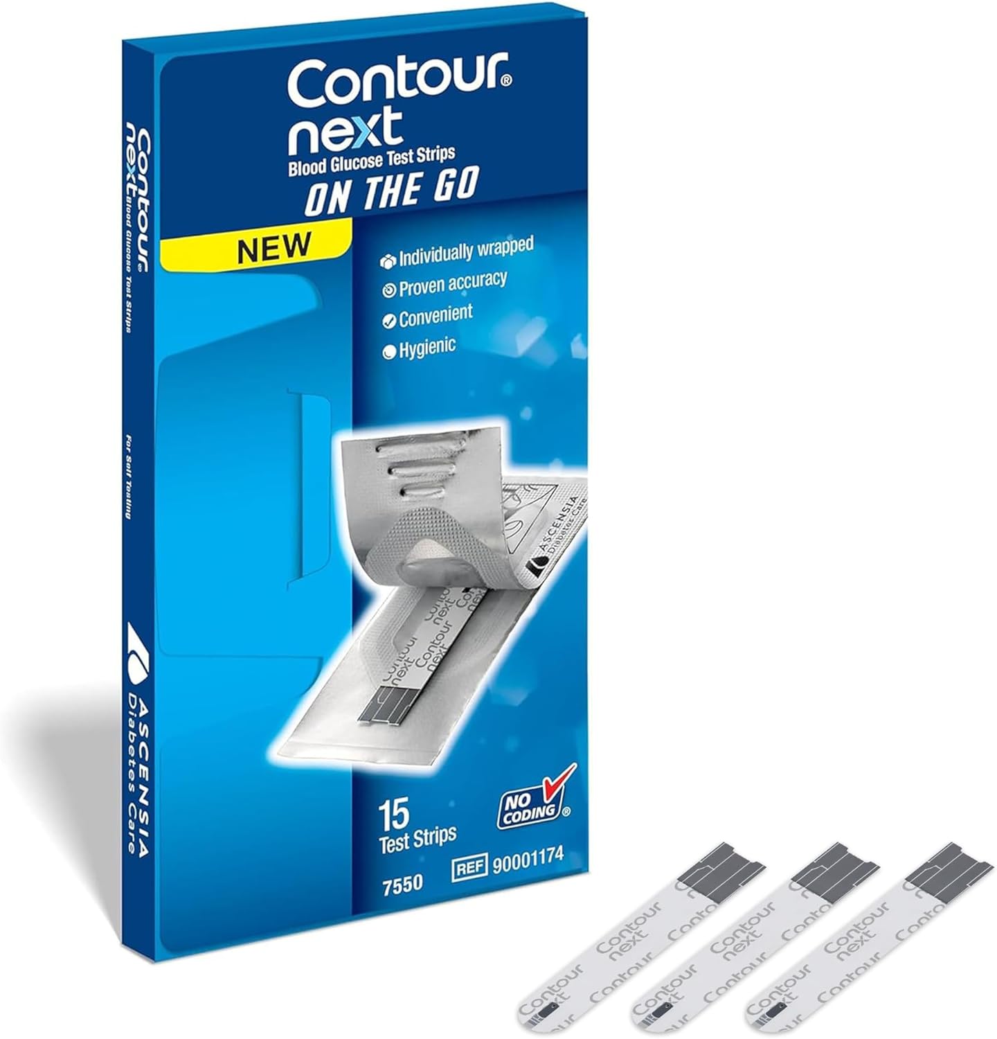 Contour Next Blood Glucose Test Strips for Diabetes – 15 Ct (1 Pack) – Accurate, No Coding, Second-Chance Sampling, Easy Blood Sugar Testing Strips On the Go, Works with All Contour Next Meters