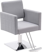 BarberPub Salon Chair for Hair Stylist, Hydraulic Stylist Chair, Adjustable Height, PVC Leather, 360 Degrees Swivel, Barbershop, Home Salon, Adult 8821 (Grey)