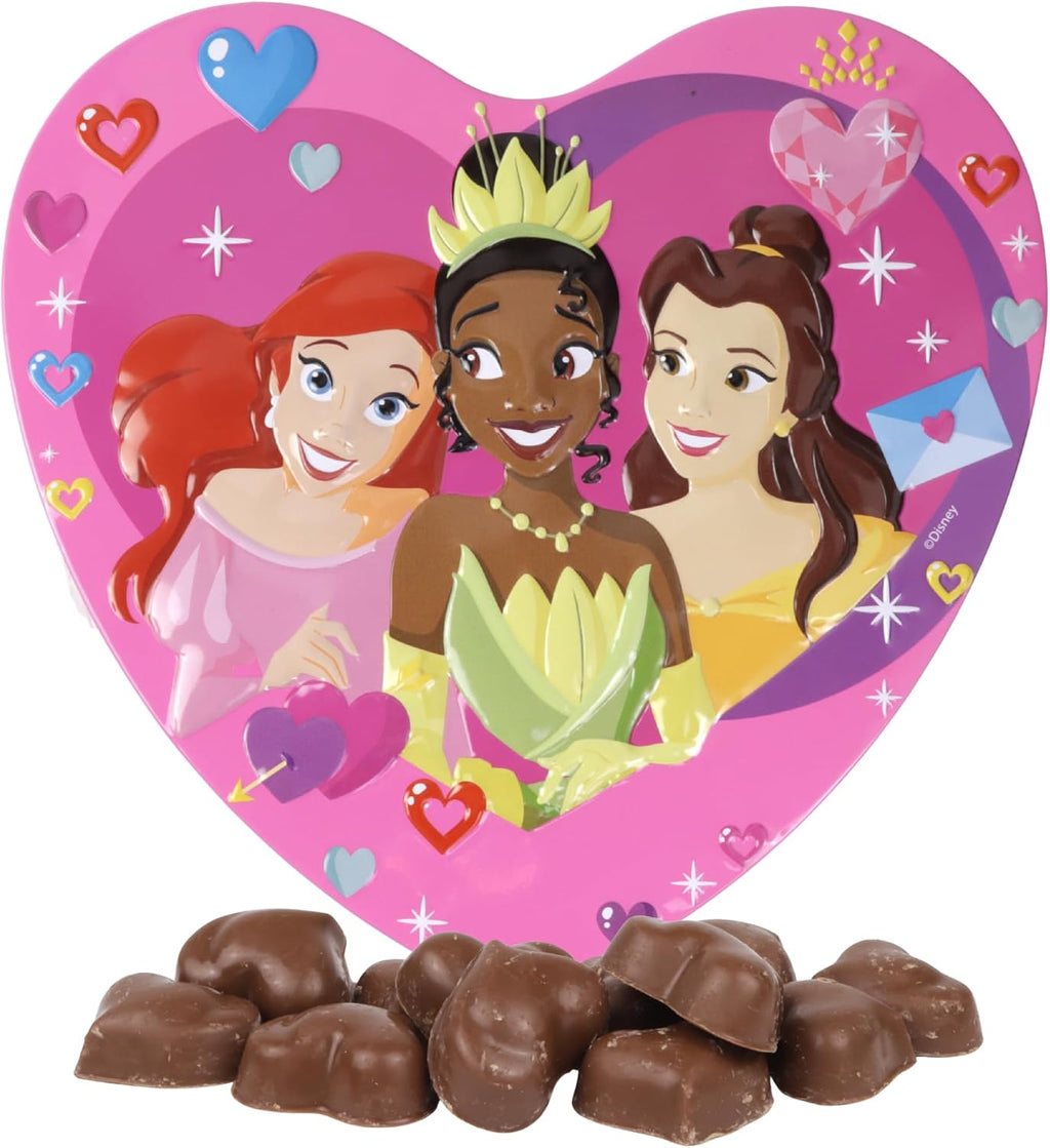 Disney Princess Heart Box, Individually Wrapped Chocolatey Hearts Inside, Valentine's Day Candy Gift, 2.12 Ounces
