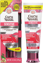GuruNanda Sensitive Toothpaste – 5% Potassium Nitrate for Tooth Sensitivity Relief, Nano Hydroxyapatite & White Turmeric for Happy Gums, Fluoride-Free, Natural Clove Mint, 4.2 oz