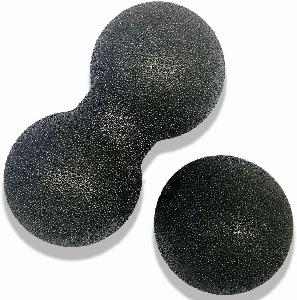 Hard Peanut Massage Ball - Double Ball for Trigger Point Therapy, Myofascial Release, Deep Tissue Fitness Massage & Relax Tight Muscles, Peanut Ball 16cm & Trigger Point Massage Ball 8cm (B)