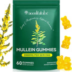 flasture Mullein Gummies for Lungs & Sinus Relief, 2000mg Mullein Leaf Extract, Natural Lung Cleanse Supplement for Smokers, Supports Respiratory, Immune & Mucus Relief – 60 Chewable Gummies