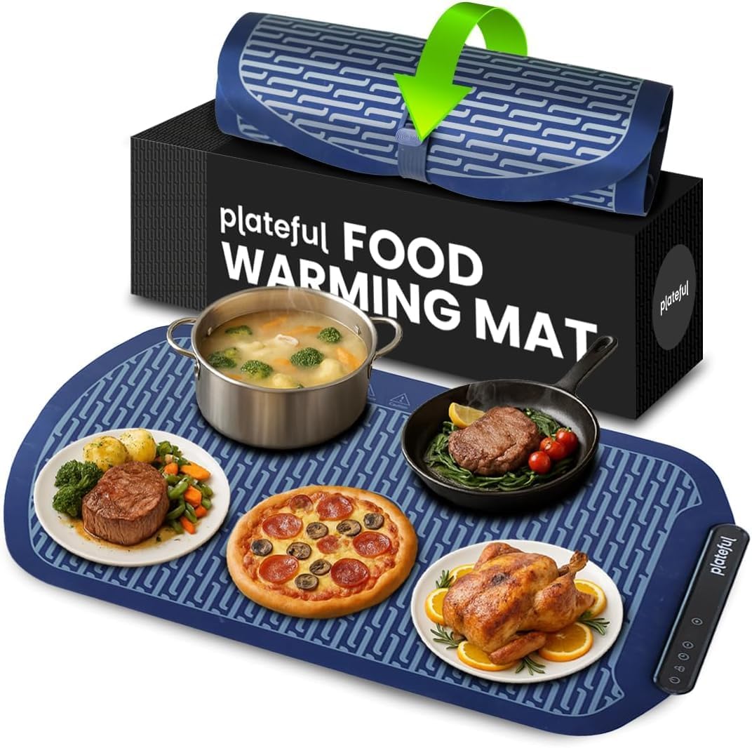 Plateful Warming Mat for Food - Food Warming Mat for Buffets Party, Electric Heating Trays/Pad Warmer for Countertop, Warm Tray to Keep Plates Hot for Kitchen, Party