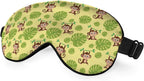 Funny Monkey Silk Eye Mask Sleep Mask Brown Monkeys Animal Green Tropical Leaves Eye Mask with Adjustable Strap Lightweight for Women Work Travel Night Sleep