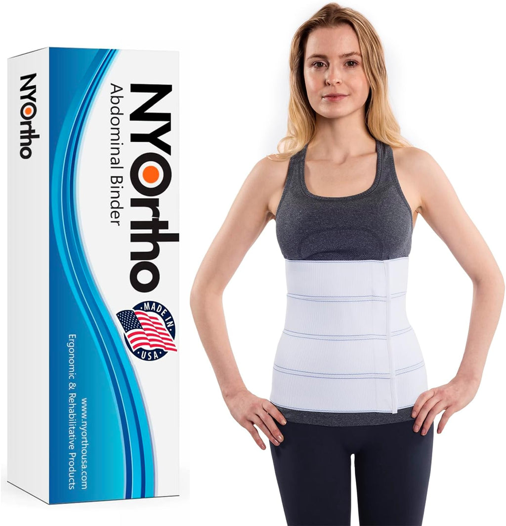 NYOrtho Abdominal Binder 12" 4-Panel - Post-Surgery Compression Belt for Men and Women - Abdominal Support Wrap for Hernia, Back Pain, Muscle Injury Recovery - Latex-Free - Made in USA (75"-90")