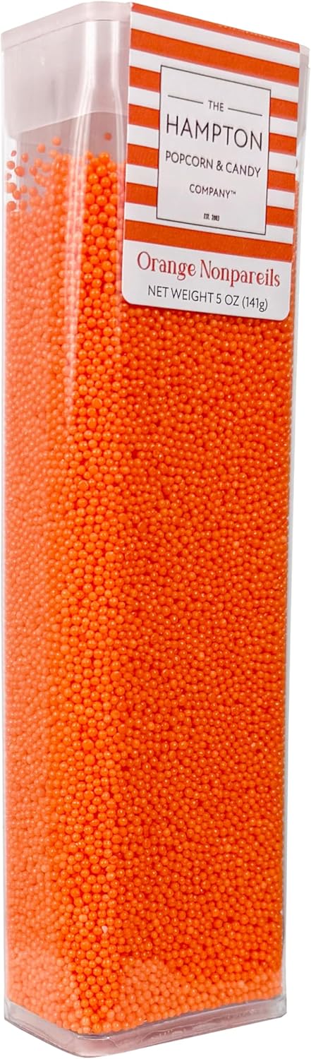 Orange Nonpareils Sprinkles 5 oz, Sprinkles For Cake Decorating, Baking, Ice Cream & More, The Hampton Candy Company