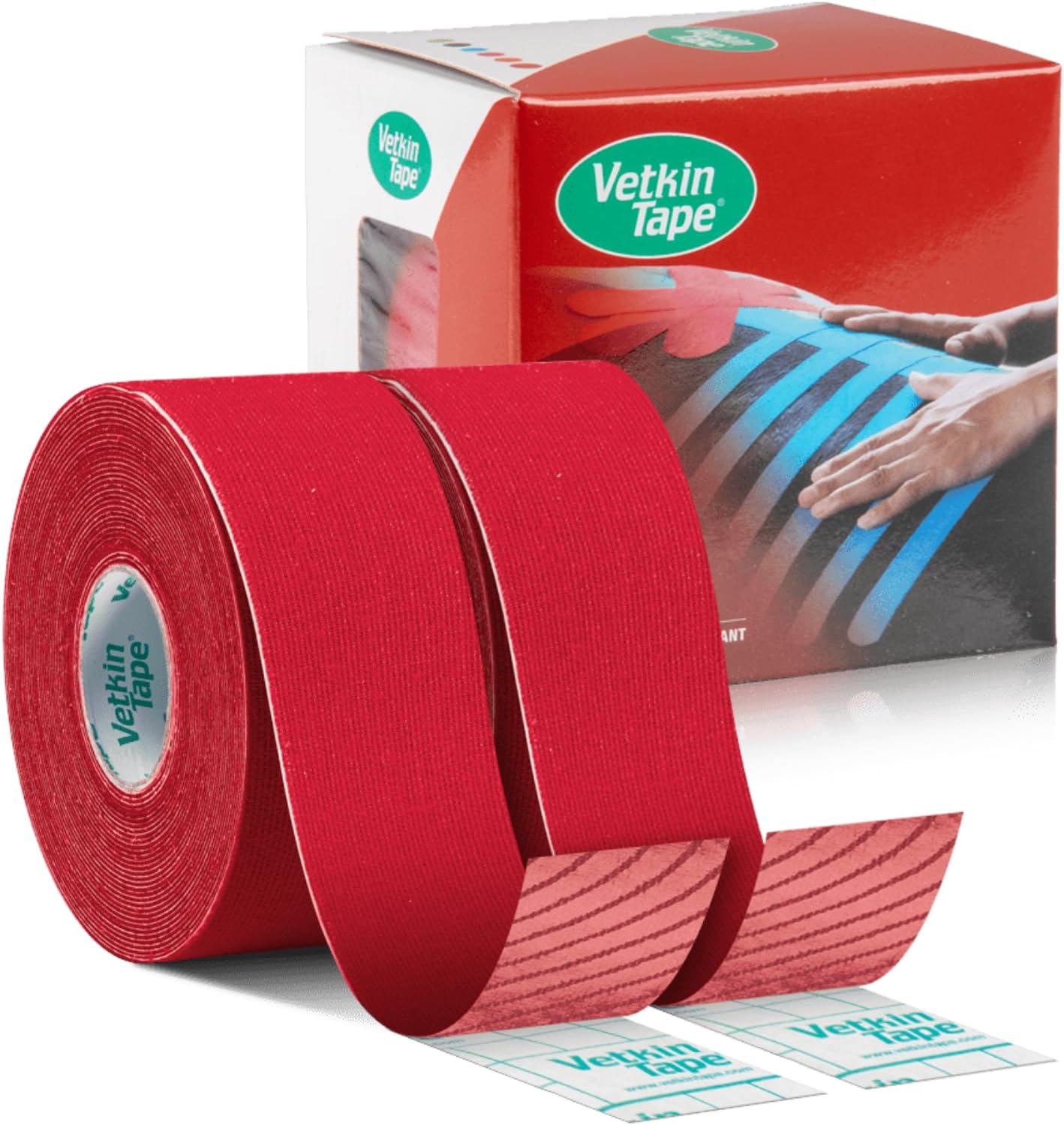 VetkinTape® Veterinary Kinesiology Tape | Tape for Horses & Dogs | Equine & Canine Kinesiotape | Latex Free and Quality Mark Certified Ktape | 1.2 inch | Pack of 2 Rolls (Red)