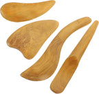 LALAFINA Multifunctional Scraping Massage Tool for Face and Body Wooden Gua Sha Board for Blood Flow Improvement and Skin Relaxation 4Pcs Set for Women Body Care