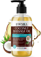 Edenika Botanicals Tropical Coconut Massage Oil for Massage Therapy, Soothing Massage Oil with Coconut & Passion Fruit Oil for Muscle Relaxing, Skin Moisturizing & Hydrating, 8 fl oz