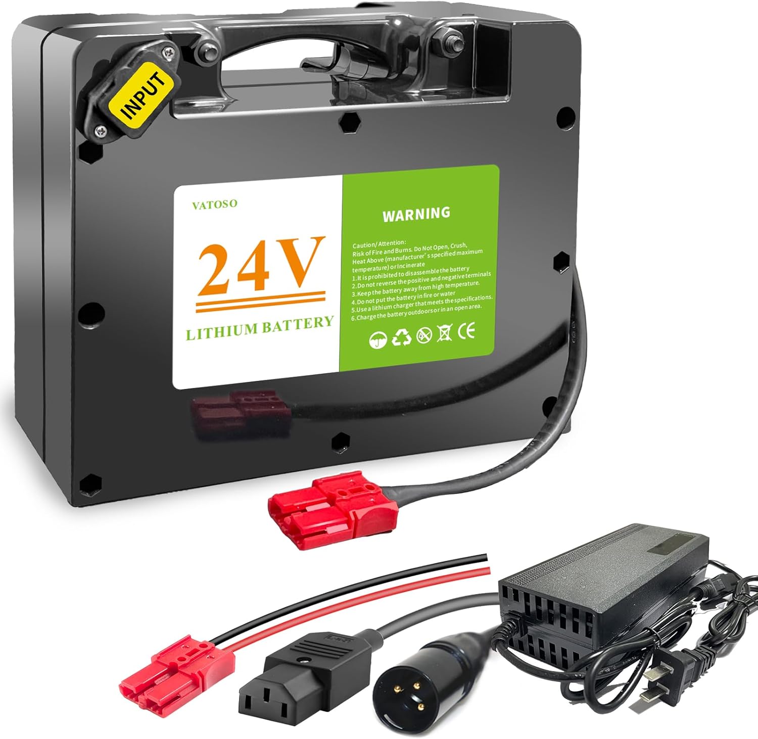 24V12AH Lithium Battery for Electric Wheelchair, Built-in 30A BMS Better Than Lead-Acid Batteries, for 100W-500W, Includes 2A Charger Anderson Connector (24V12AH)
