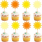 Ercadio 24 Pack Gold Sun Cupcake Toppers Sunny Sunshine Cupcake Picks for Sunshine Theme Baby Shower Sunny Kids Birthday Party Sunbathing Party Cake Decoration Supplies