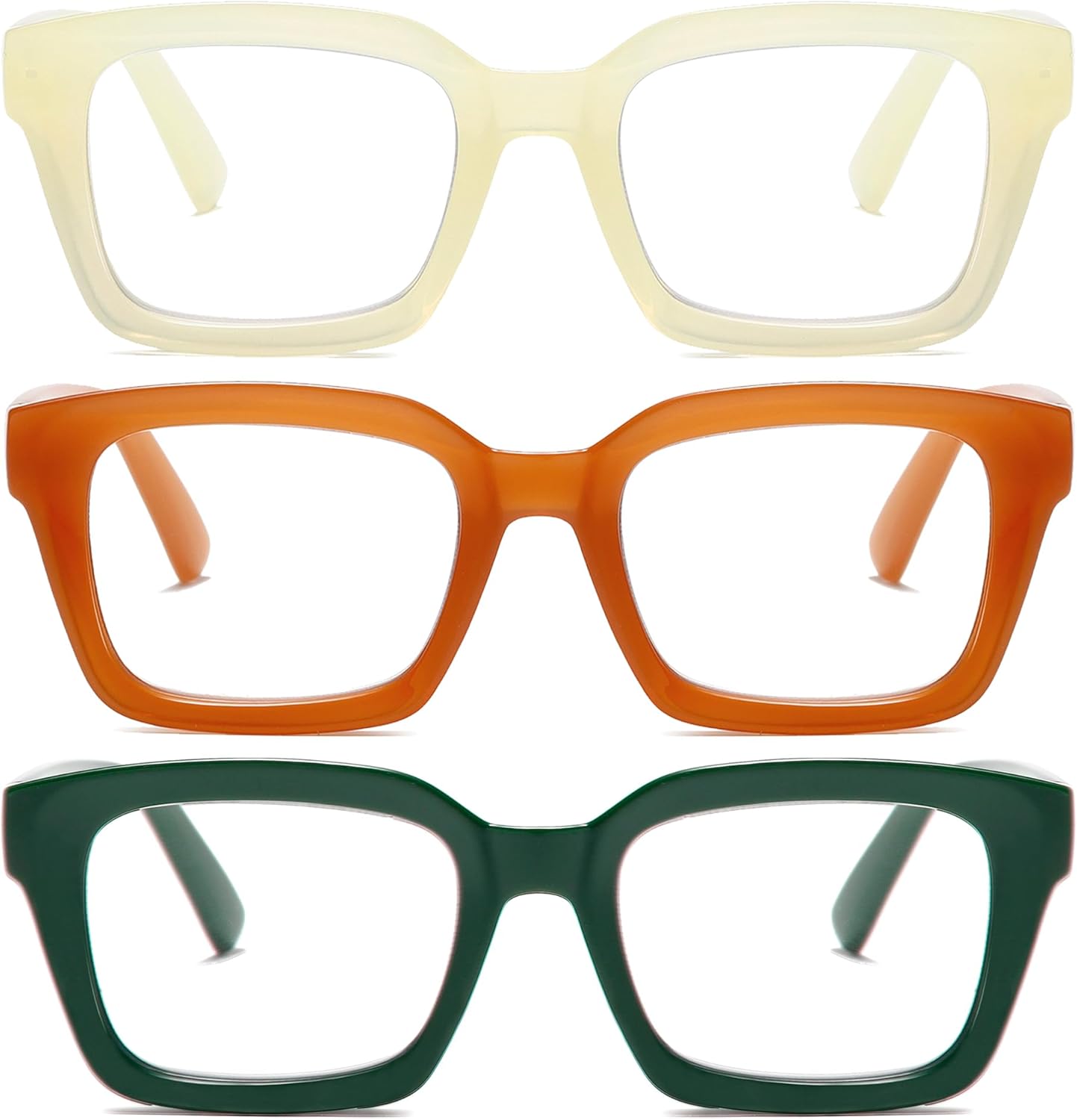 Readers for Women Fashion Style Square Reading Glasses with Spring Hinge Blue Light Blocking for Men Ladies