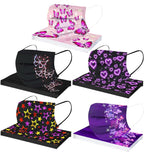 50 Pack Adults Spring Disposable Face_Masks with Floral Printed Designs 3-Ply Breathable_Mask with Nose Wire for Outdoor