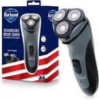 Barbasol Rotary Shaver, Rechargeable Electric Rotary Shaver with Stainless Steel Blades, Pop-Up Trimmer, Wireless Cordless Electric Razor, Close Shave, Full 8 Hour Charge Provides 45 Minute Run-Time